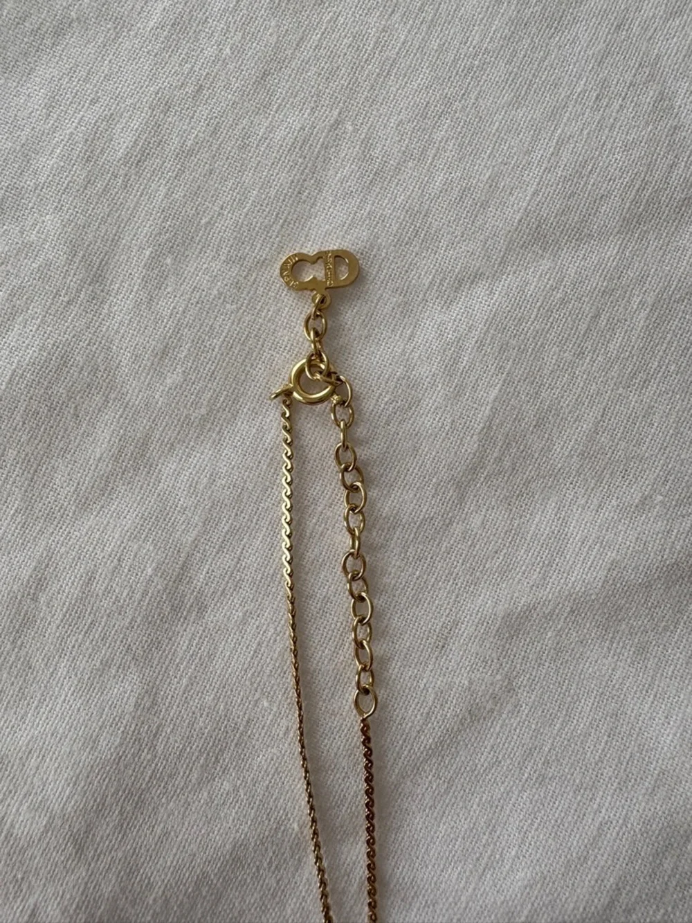 Authentic Christian Dior Gold Tone Rhinestone Chain Pendant Necklace - Picture 5 of 9